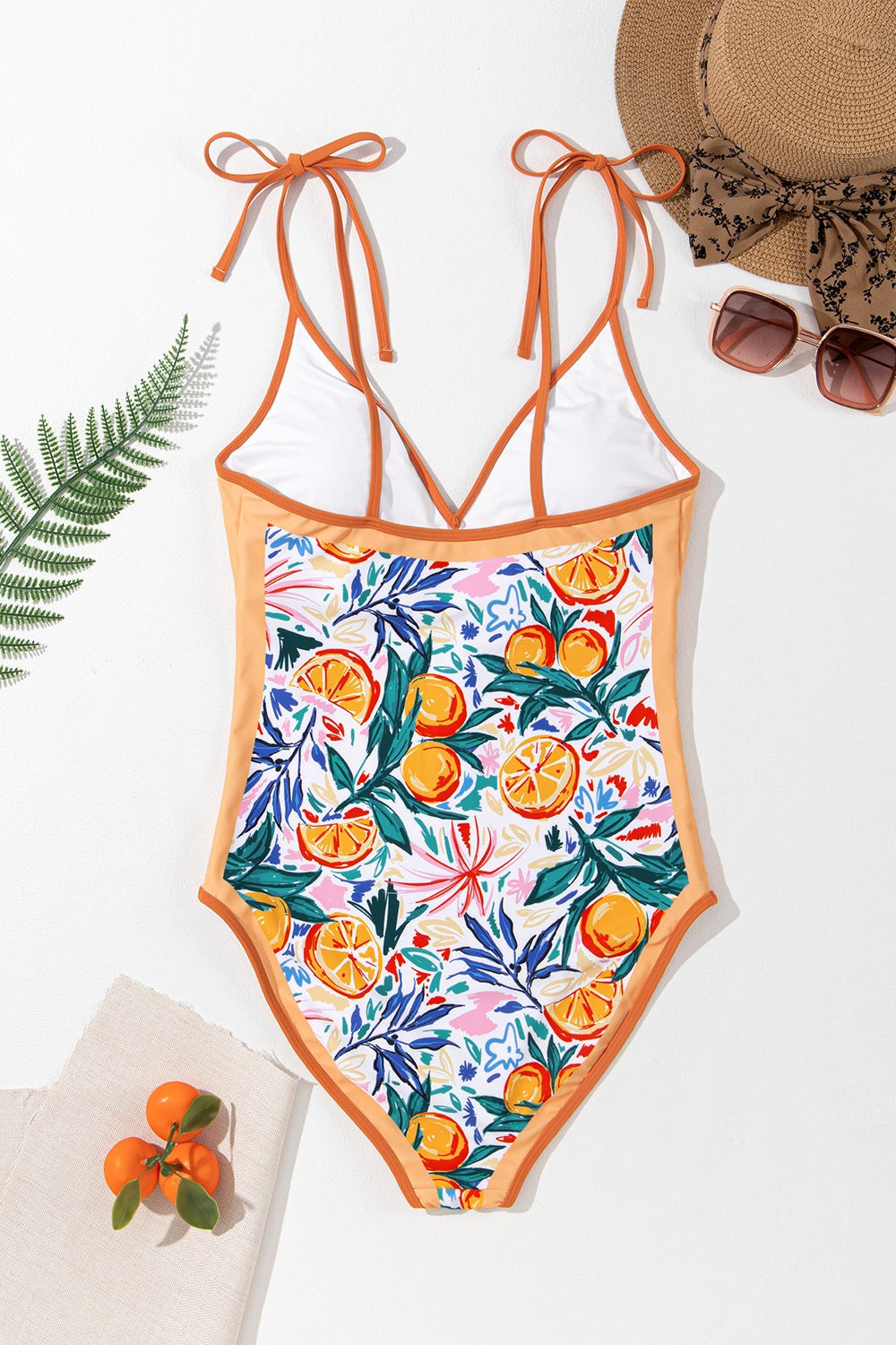 Printed V-Neck Tie Shoulder One-Piece Swimwear - AllIn Computer
