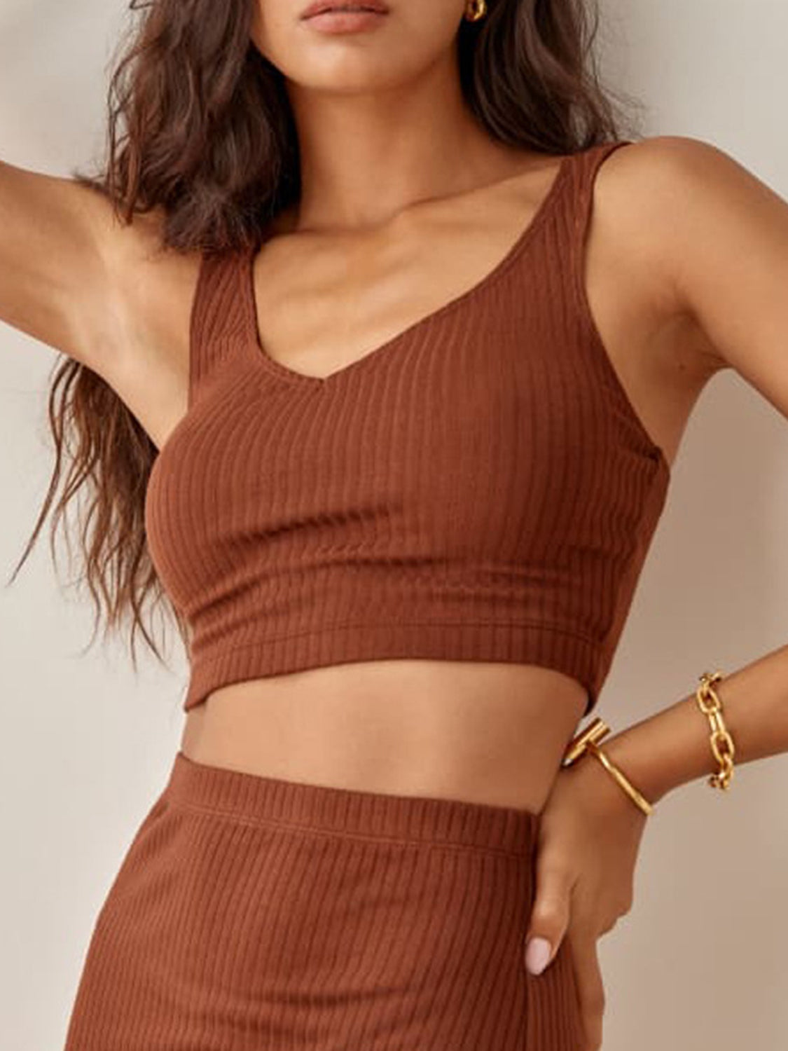 Wide Strap Top and High Waist Skirt Set - AllIn Computer