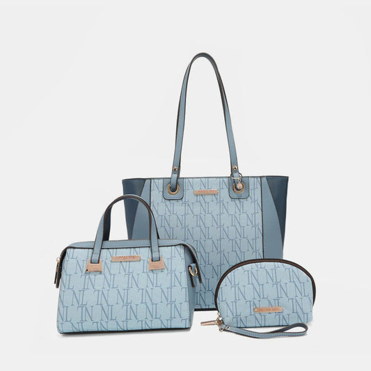 Nicole Lee USA 3-Piece Letter Print Texture Handbag Set | BAGS & ACCESSORIES | handbag set, handbags, Nicole Lee USA, Ship from USA | Trendsi
