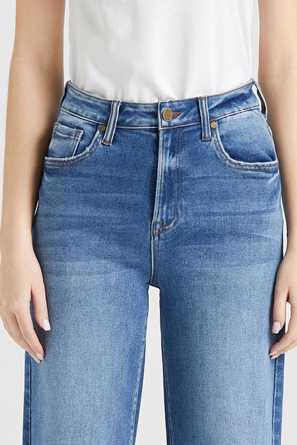 BAYEAS Full Size High Waist Cat's Whisker Wide Leg Jeans - AllIn Computer