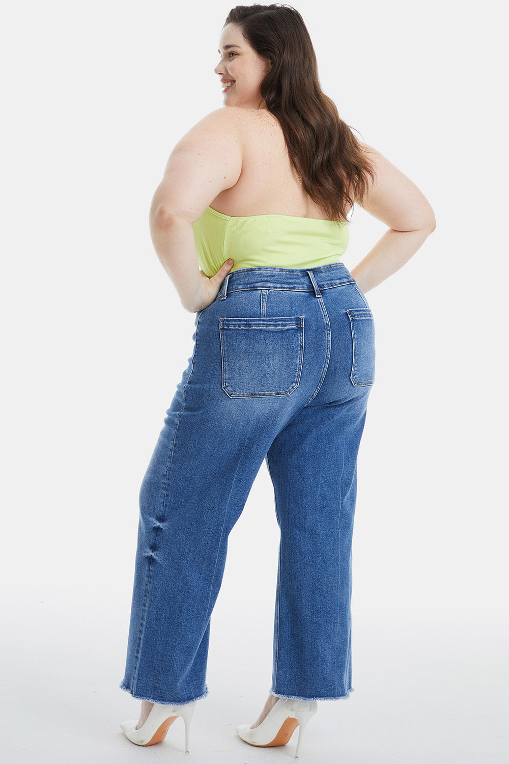 BAYEAS Full Size Raw Hem High Waist Wide Leg Jeans - AllIn Computer