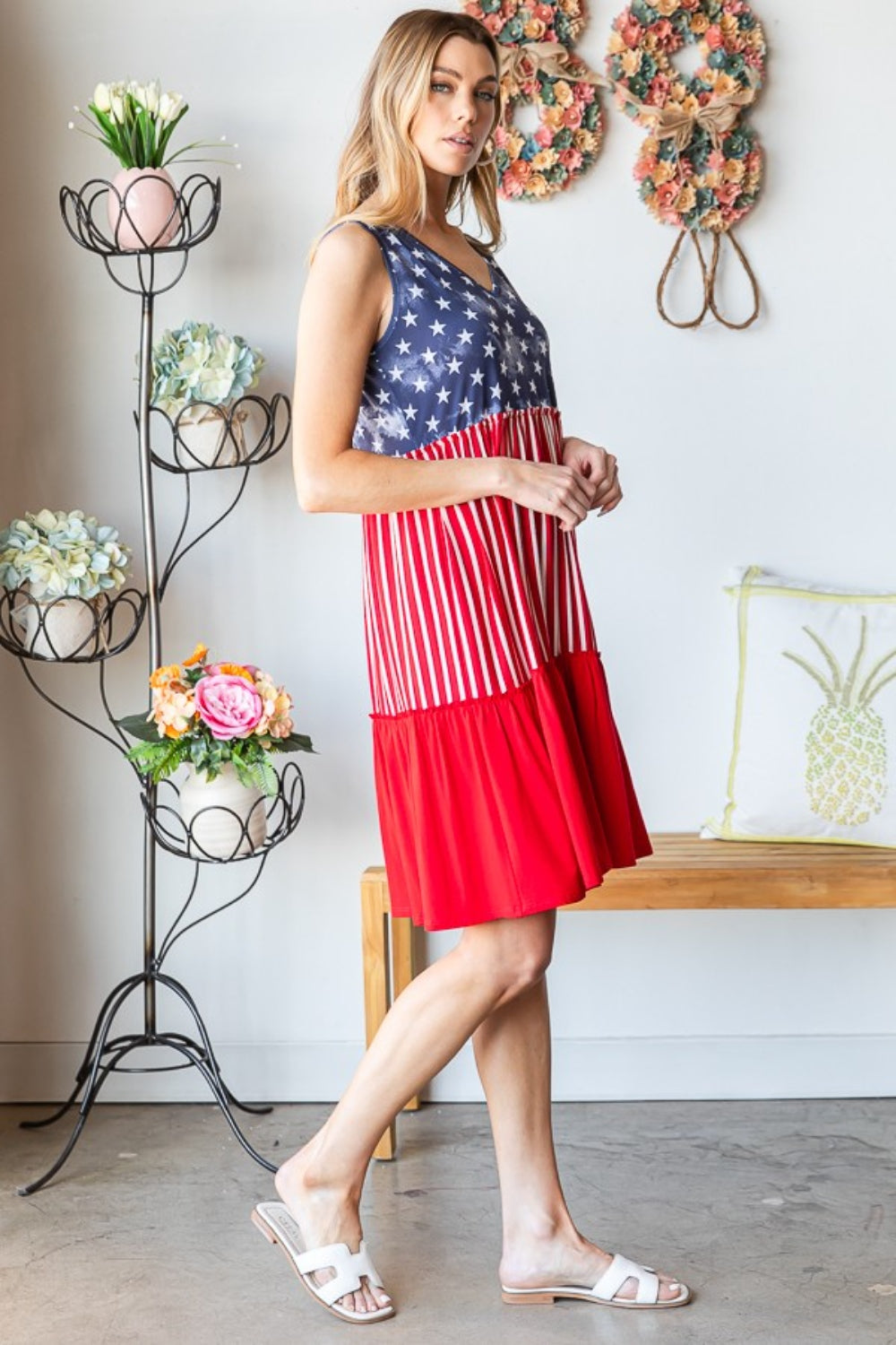 Heimish Full Size US Flag Theme Contrast Tank Dress - AllIn Computer