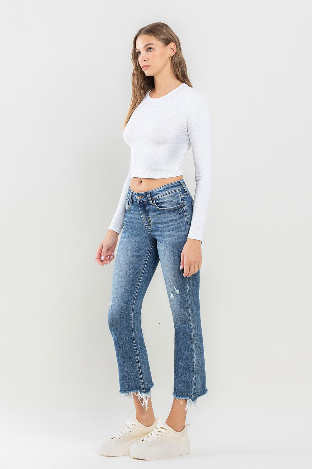 Lovervet Mid Rise Frayed Hem Jeans - AllIn Computer