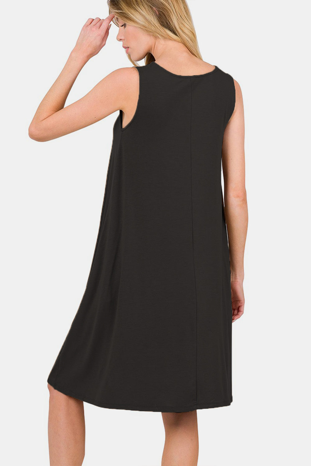 Zenana Full Size Sleeveless Flared Dress with Side Pockets - AllIn Computer