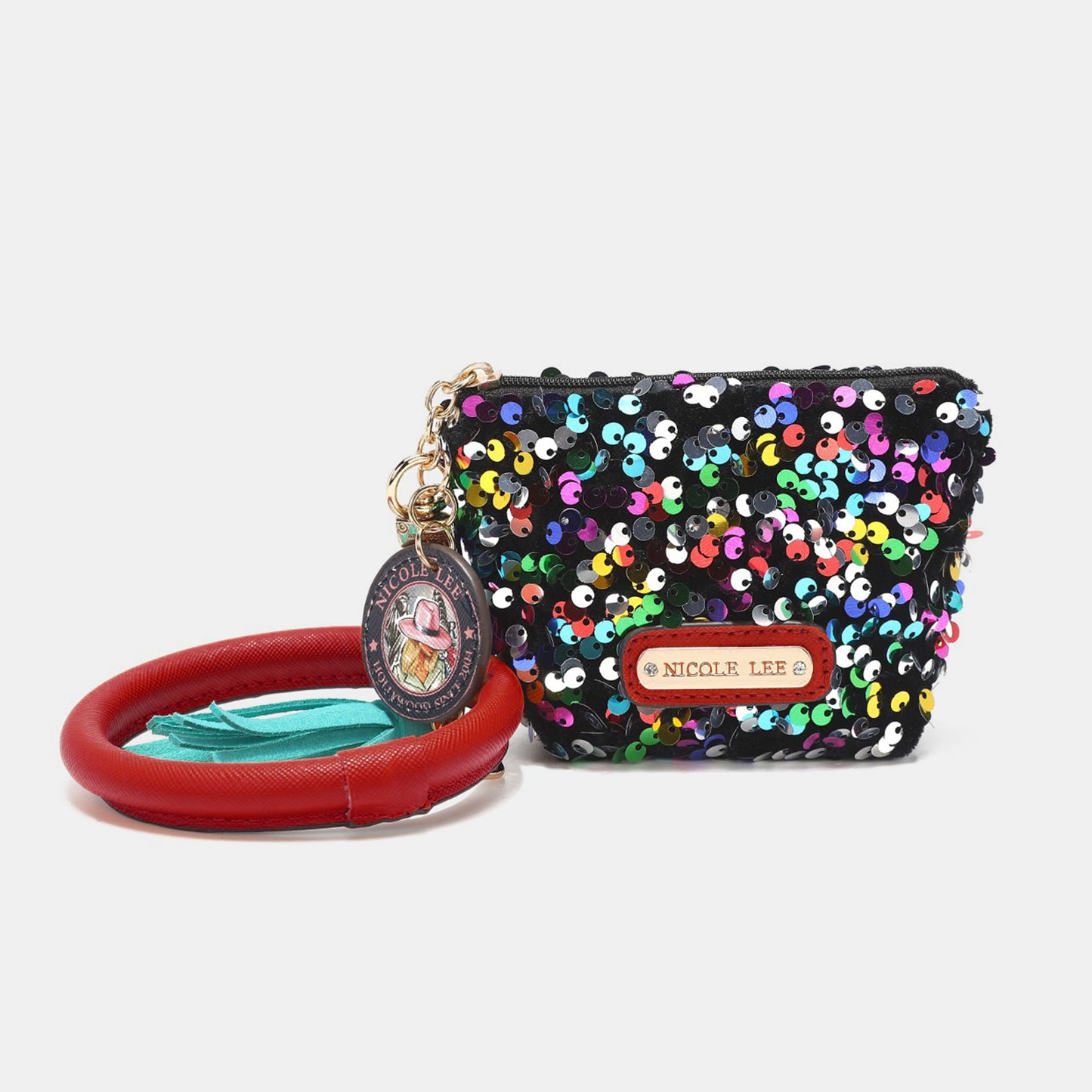 Nicole Lee USA Sequin Pouch Wristlet Keychain - AllIn Computer
