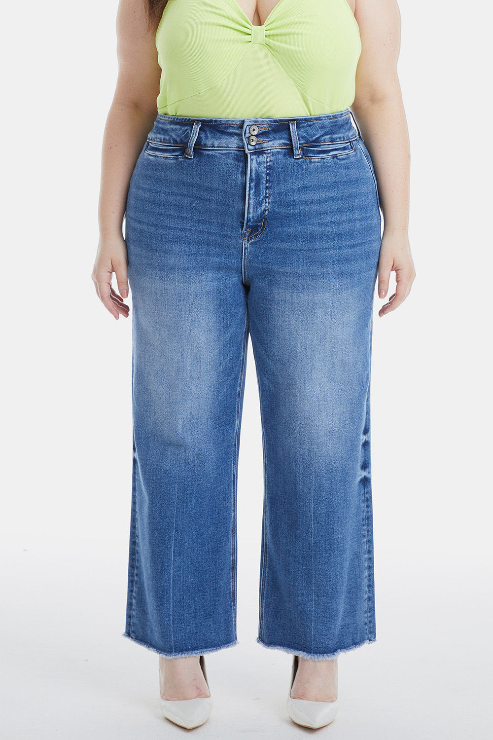 BAYEAS Full Size Raw Hem High Waist Wide Leg Jeans - AllIn Computer