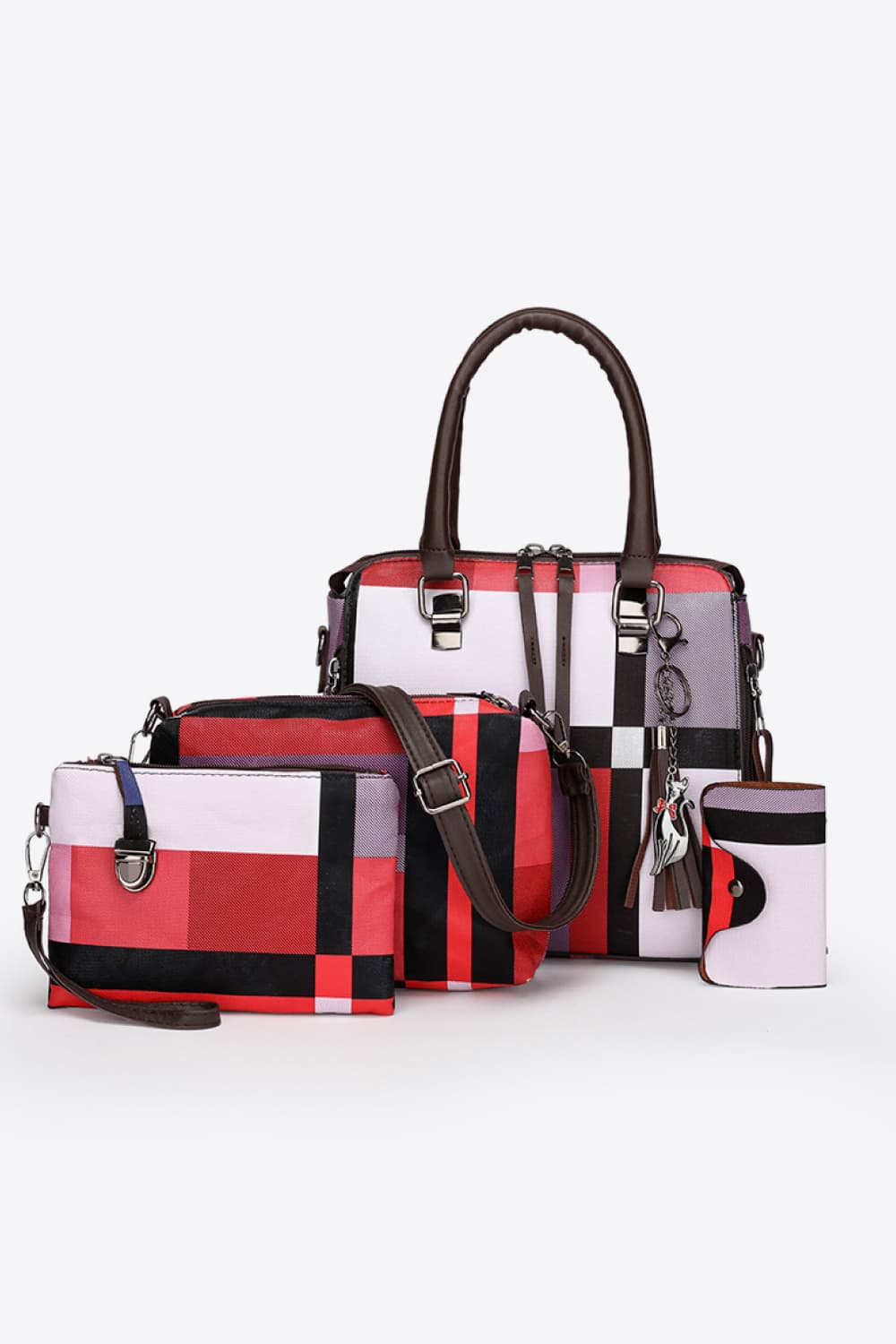 4-Piece Color Block PU Leather Bag Set - AllIn Computer