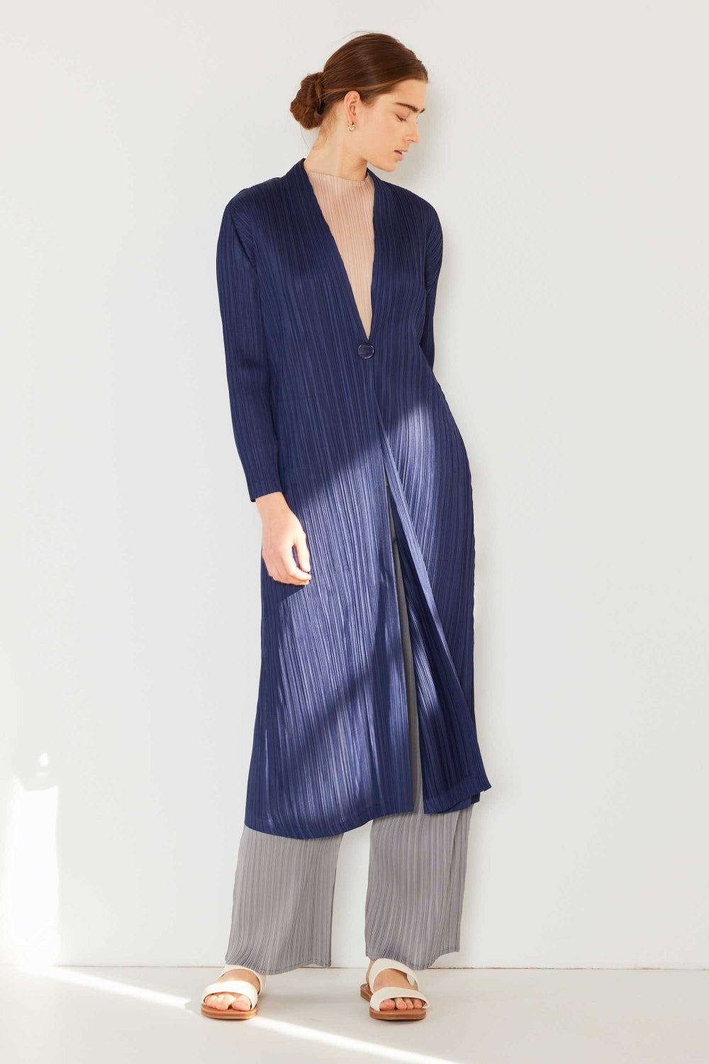 Marina West Swim Pleated Long Sleeve Cardigan - AllIn Computer