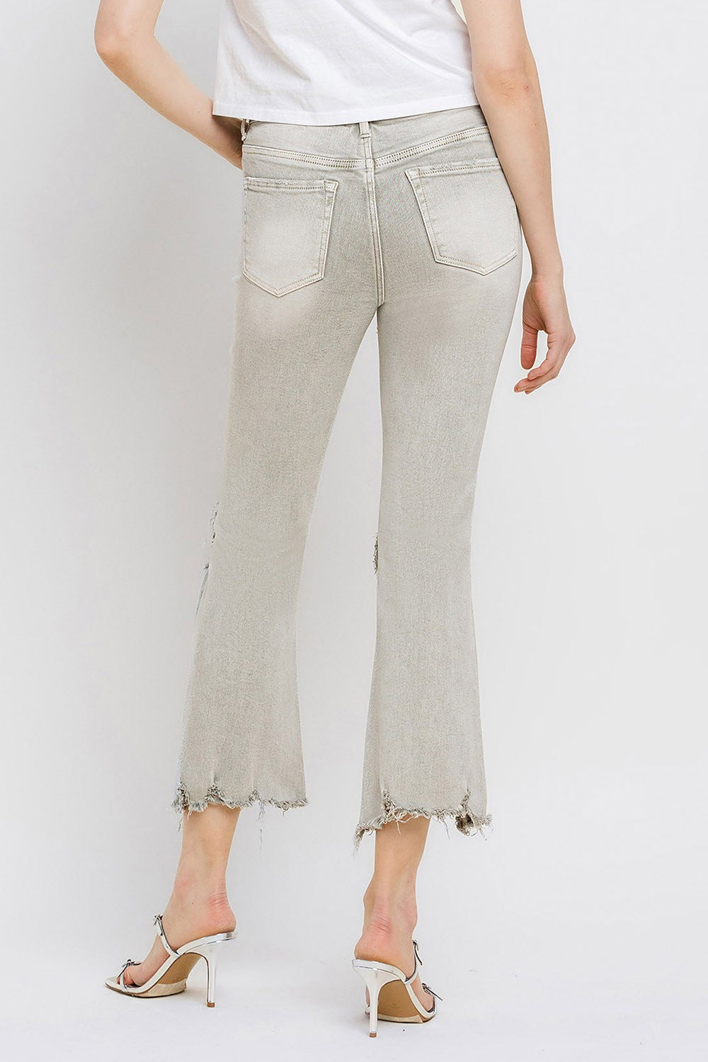 Lovervet Distressed Raw Hem Cropped Flare Jeans - AllIn Computer