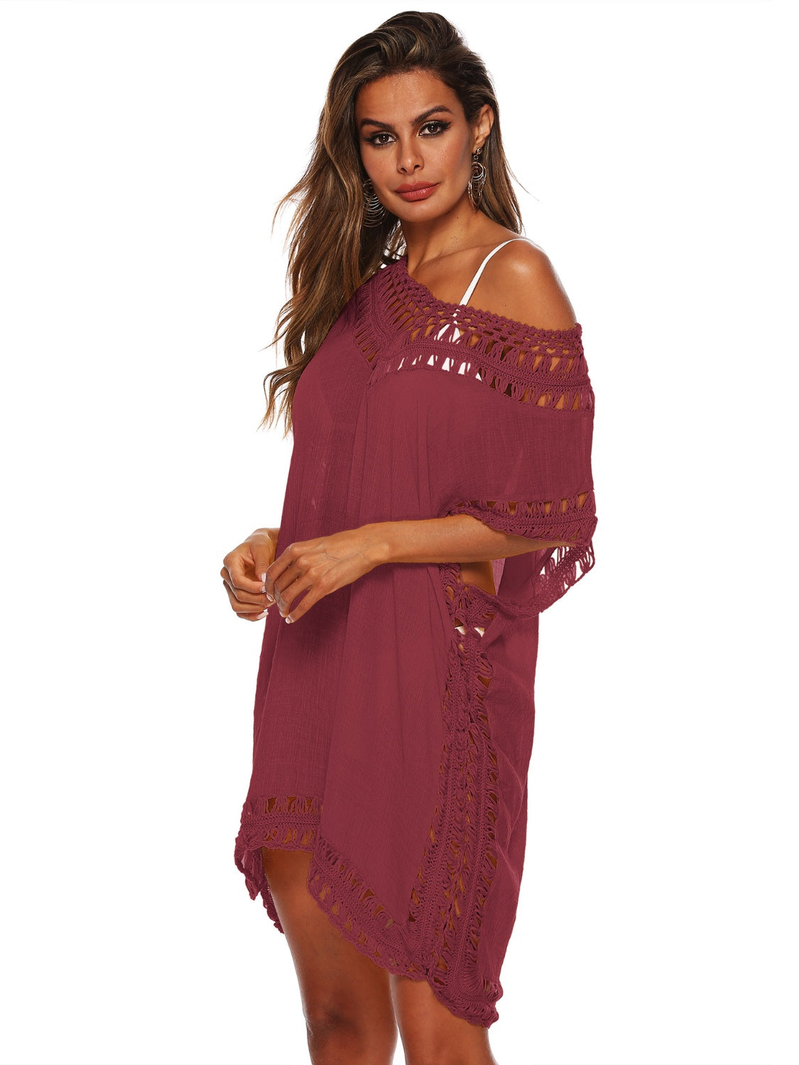 Cutout V-Neck Short Sleeve Cover-Up - AllIn Computer