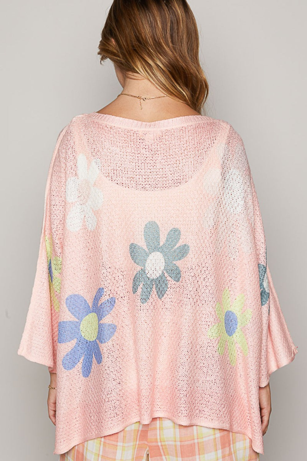 POL Flower Dropped Shoulder Long Sleeve Knit Top - AllIn Computer