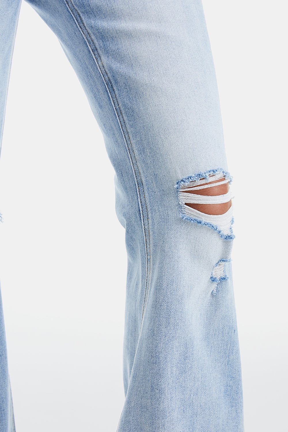 BAYEAS Full Size Distressed Raw Hem High Waist Flare Jeans - AllIn Computer