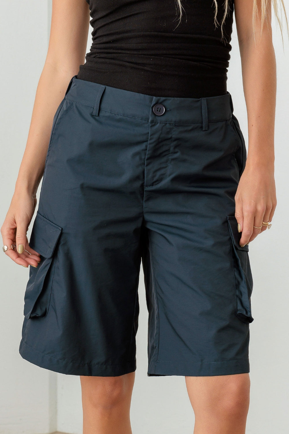 Tasha Apparel Navy Cargo Bermuda Shorts - AllIn Computer