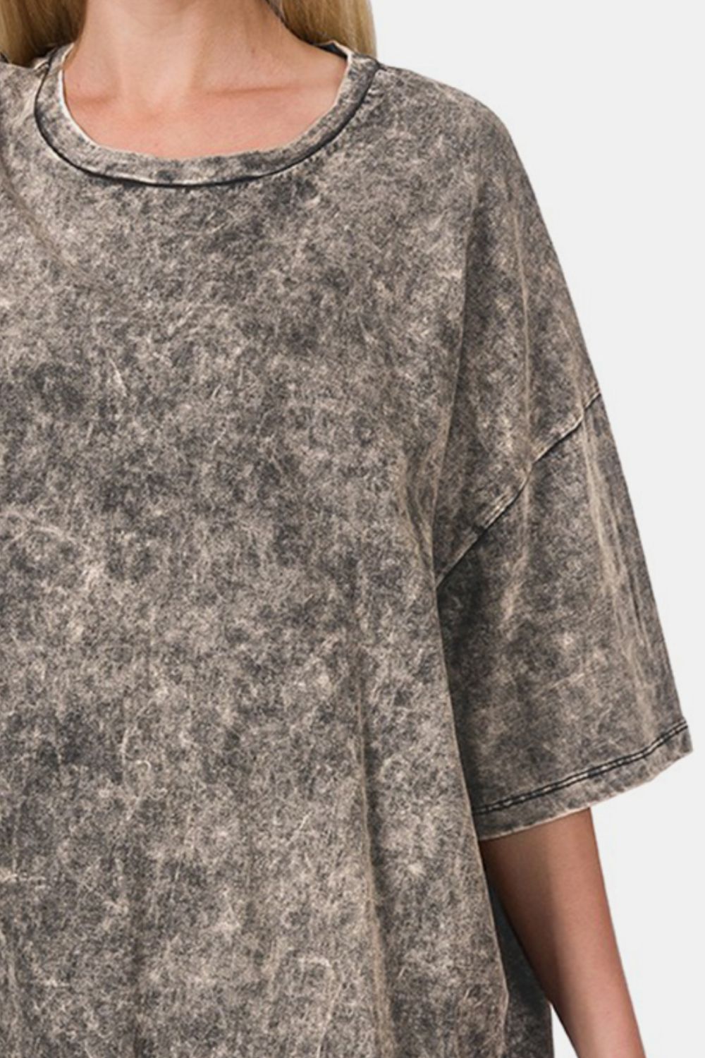Zenana Washed Round Neck Drop Shoulder Oversized T-Shirt - AllIn Computer
