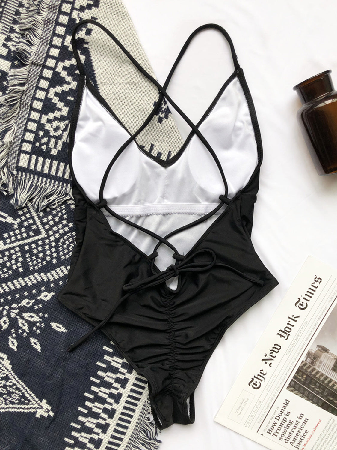 Crisscross Spaghetti Strap One-Piece Swimwear - AllIn Computer