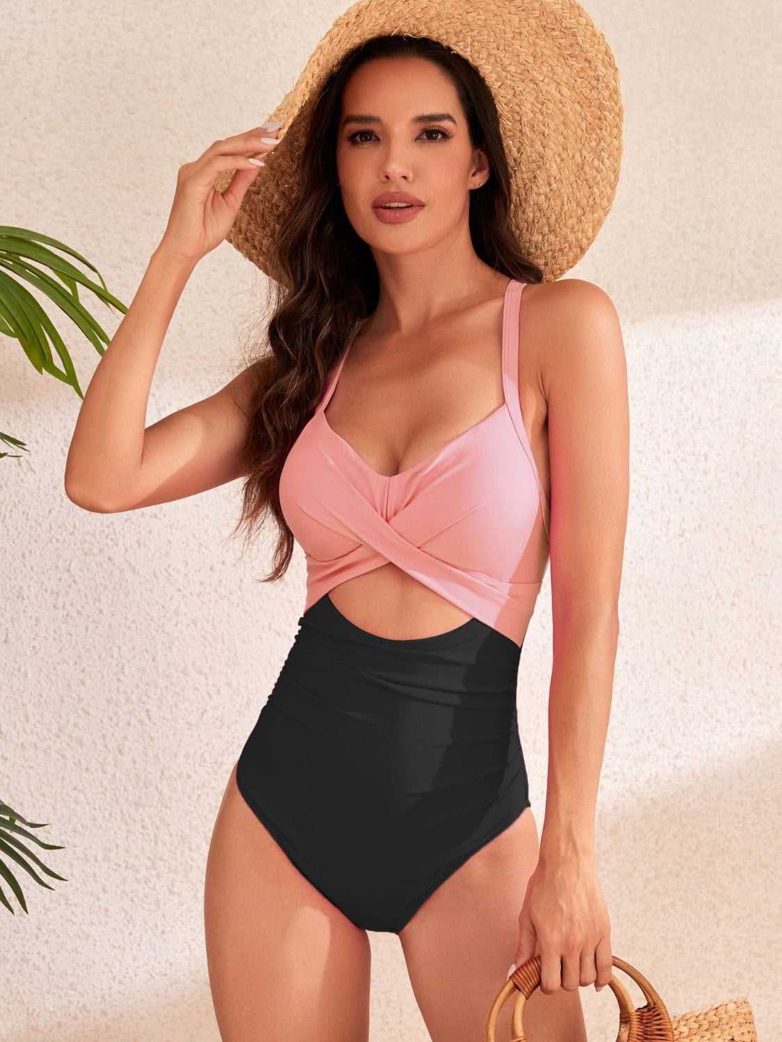 Crisscross Cutout V-Neck One-Piece Swimwear - AllIn Computer