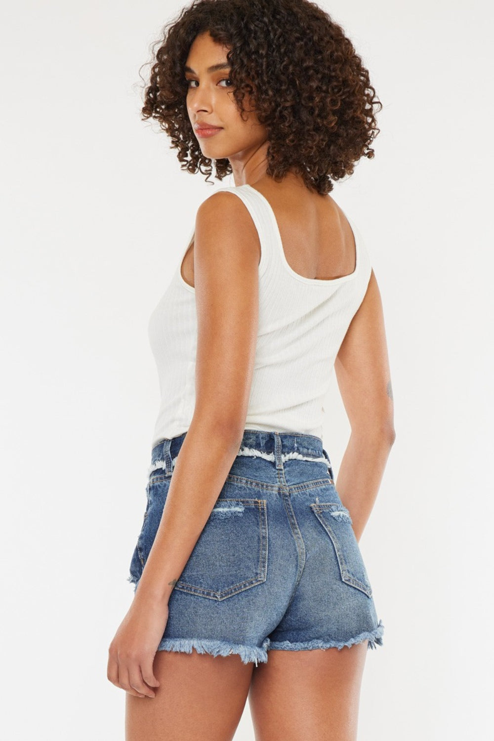 Kancan Distressed Button Fly Denim Shorts - AllIn Computer