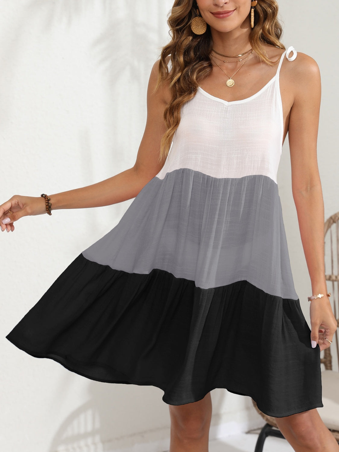 Color Block Spaghetti Strap Cover-Up Dress - AllIn Computer