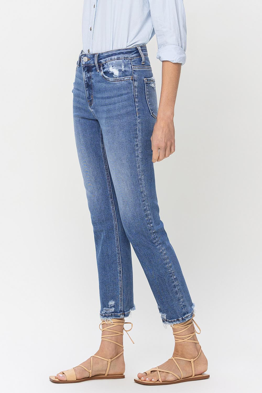 Lovervet High Rise Raw Hem Straight Jeans - AllIn Computer