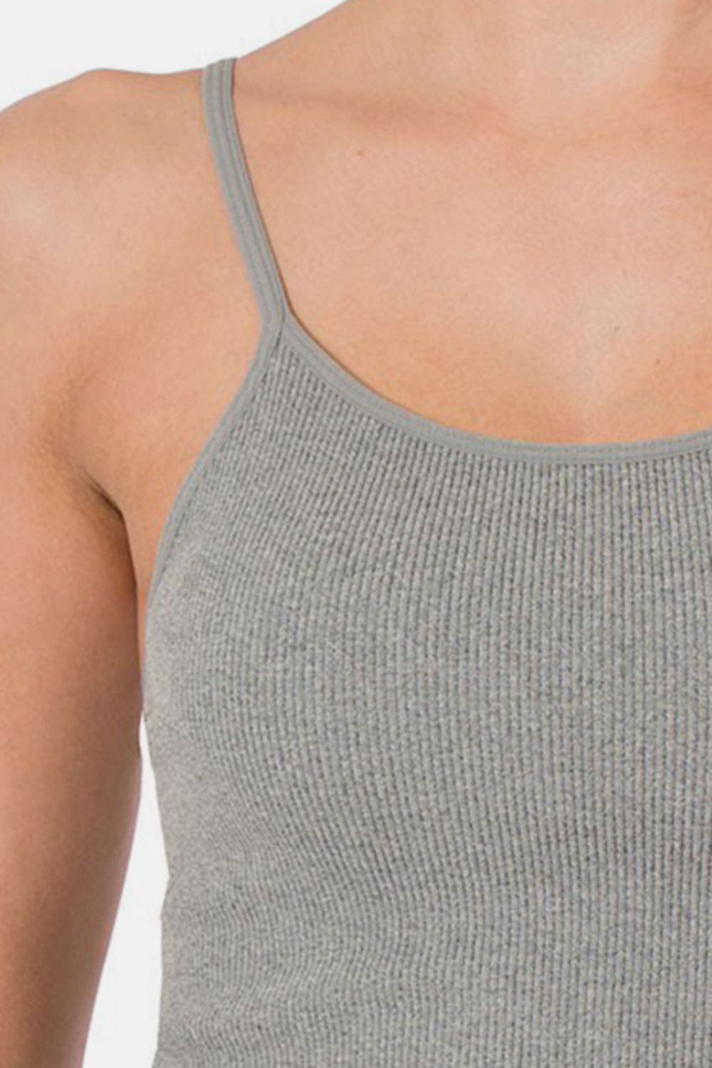 Zenana Ribbed Seamless Cropped Cami with Bra Pads - AllIn Computer