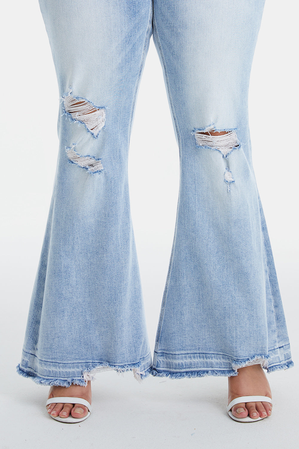 BAYEAS Full Size Distressed Raw Hem High Waist Flare Jeans - AllIn Computer