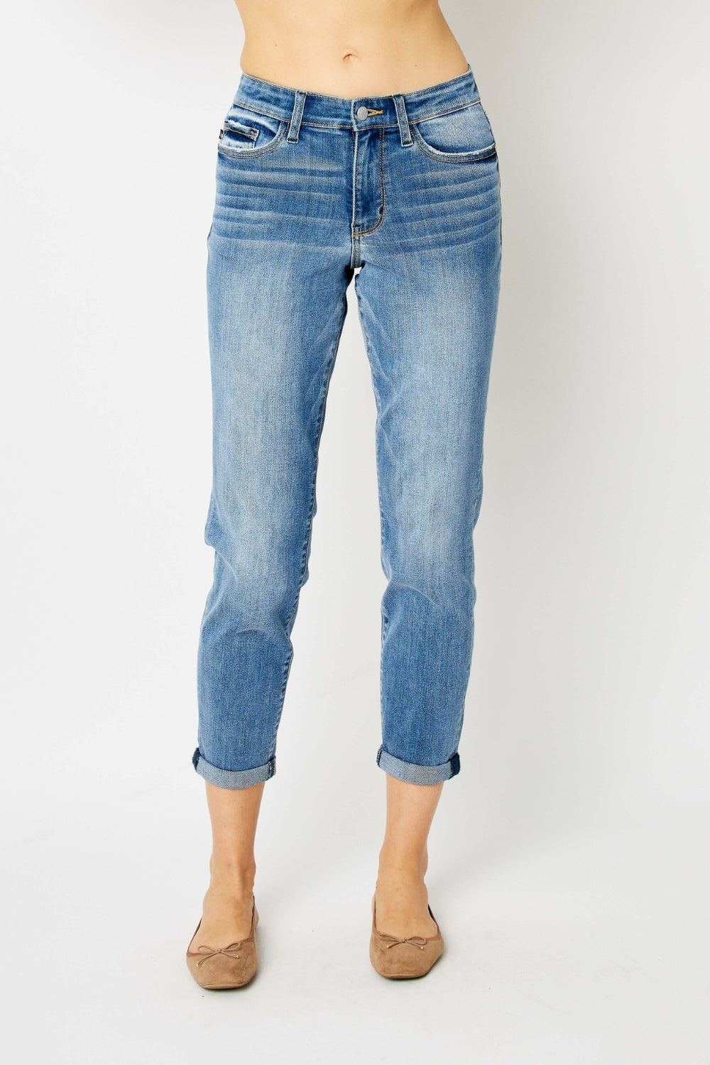 Judy Blue Full Size Cuffed Hem Slim Jeans - AllIn Computer