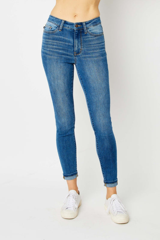 Judy Blue Full Size Cuffed Hem Skinny Jeans - AllIn Computer