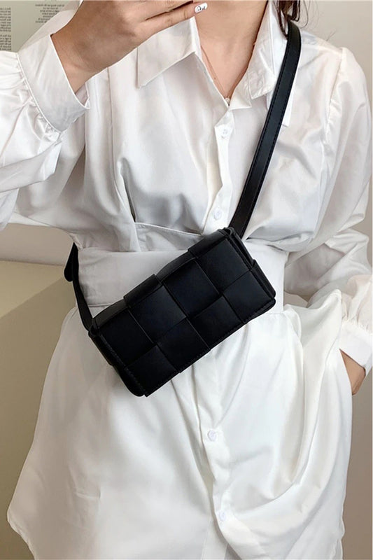 Zenana Vegan Leather Woven Crossbody Bag - AllIn Computer
