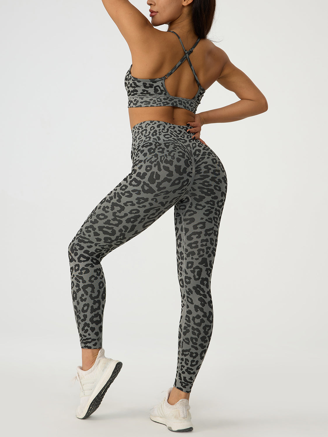 Leopard Crisscross Top and Leggings Active Set - AllIn Computer