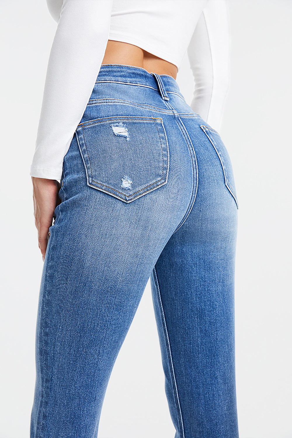 BAYEAS Full Size High Waist Distressed Raw Hew Skinny Jeans - AllIn Computer