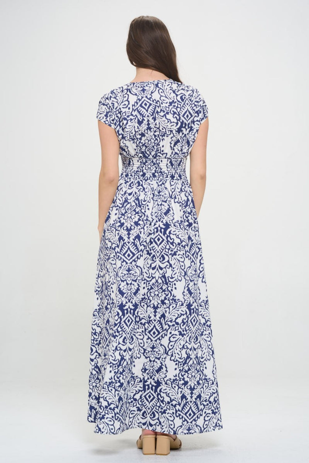 RENEE C Printed Smocked Waist Maxi Dress - AllIn Computer