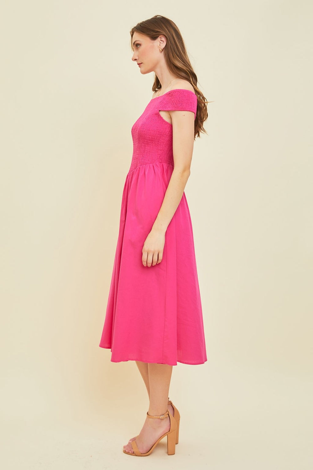 HEYSON Off-Shoulder Smocked Midi Dress - AllIn Computer