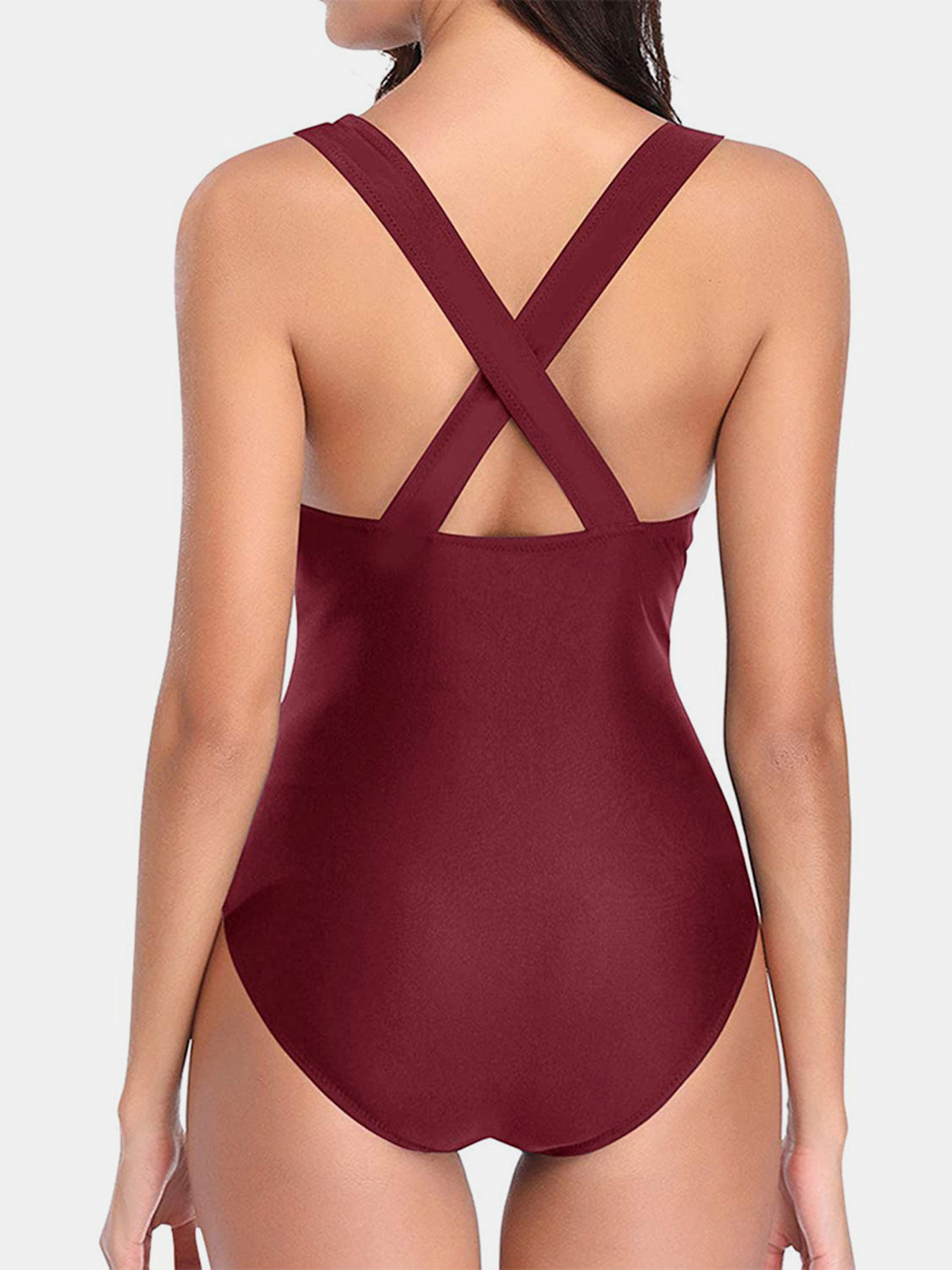 Crisscross Plunge Wide Strap One-Piece Swimwear - AllIn Computer