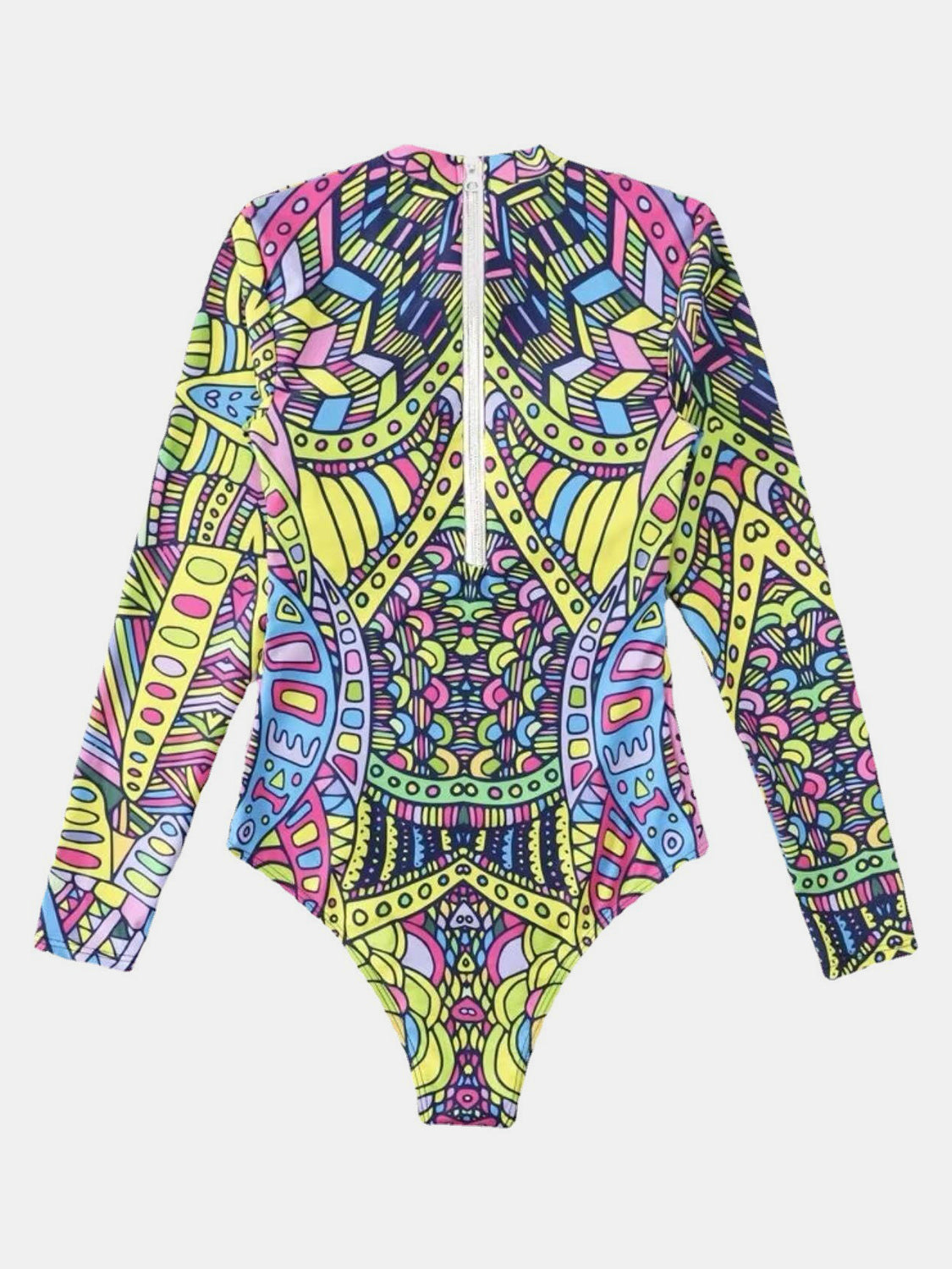 Mock Neck Long Sleeve One-Piece Swimwear - AllIn Computer
