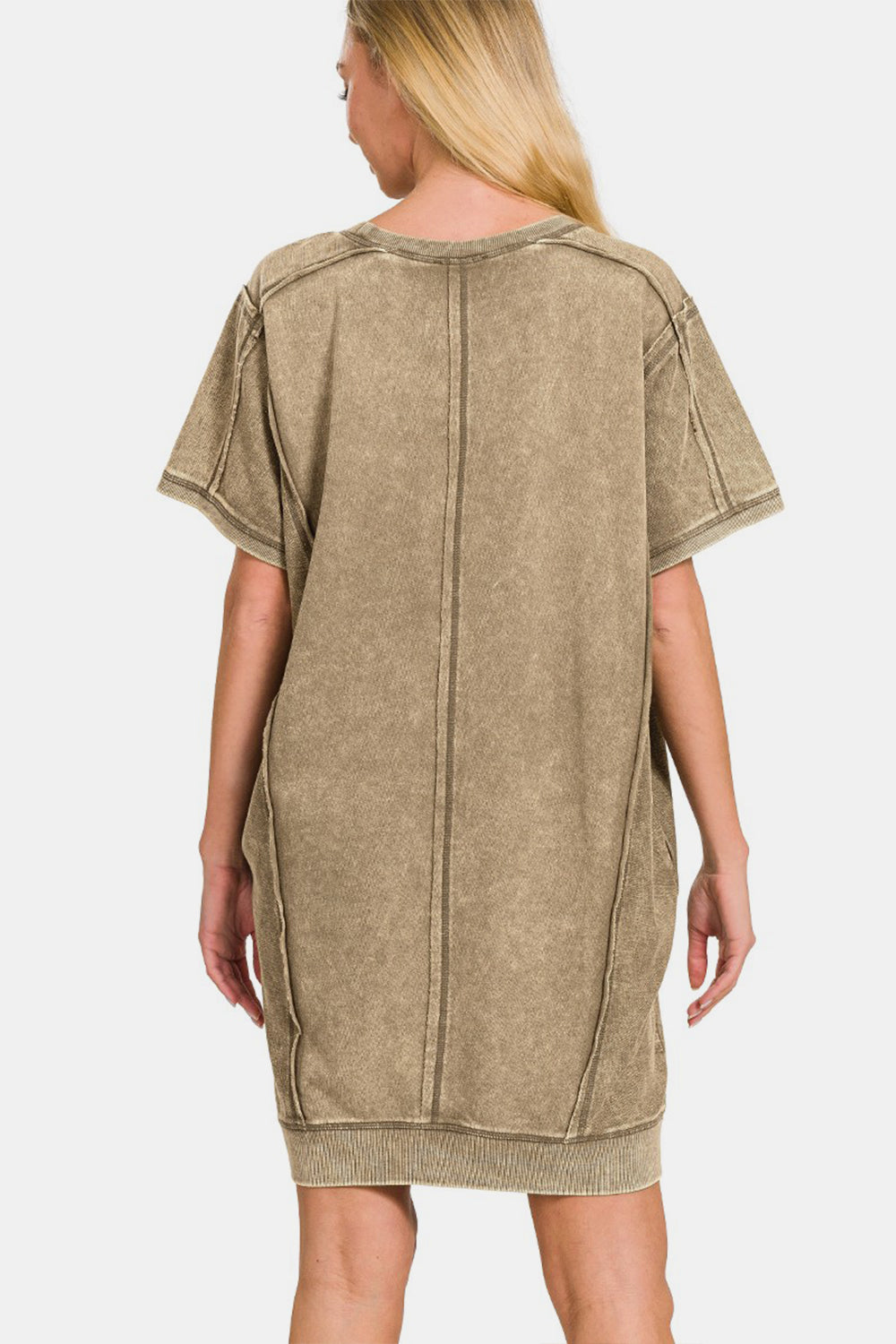 Zenana Washed Exposed Seam Mini Tee Dress - AllIn Computer