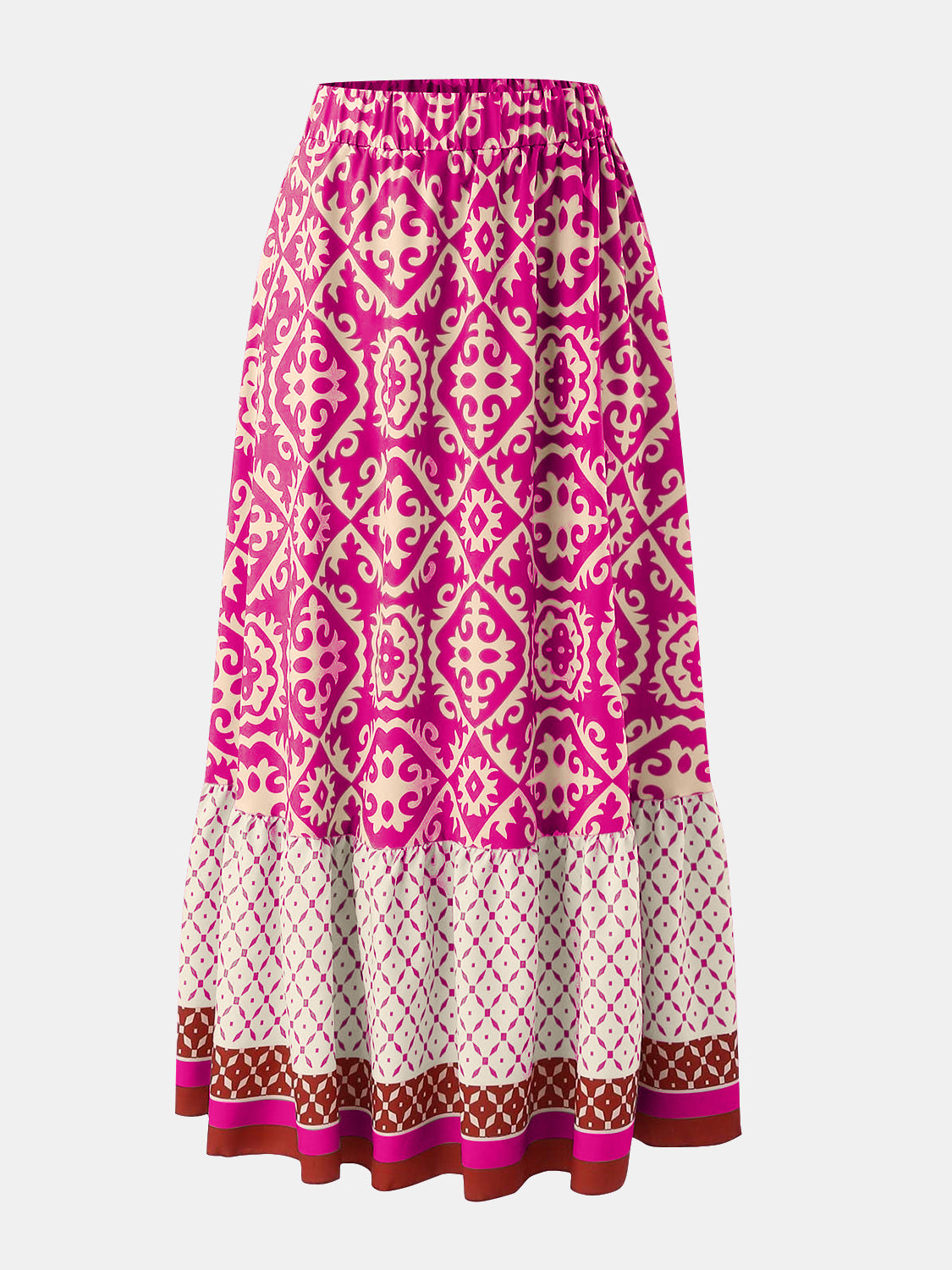 Geometric Elastic Waist Maxi Skirt - AllIn Computer