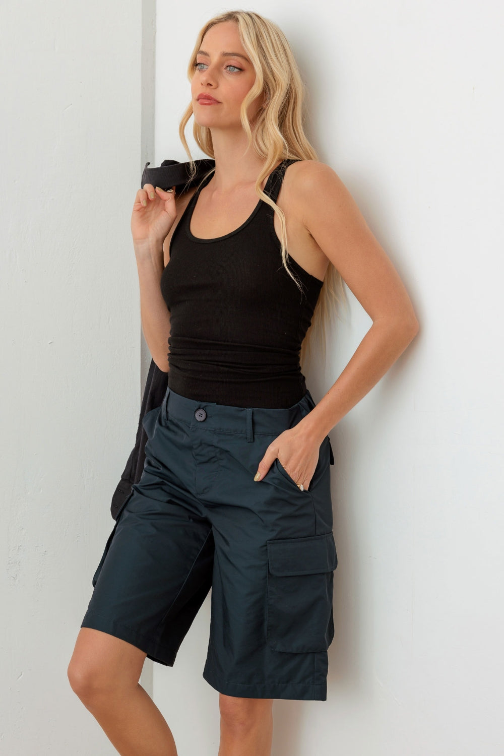 Tasha Apparel Navy Cargo Bermuda Shorts - AllIn Computer
