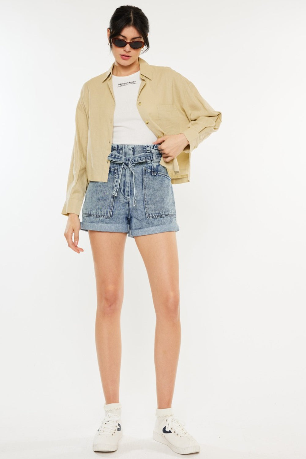 Kancan Ultra High Rise Paperbag Denim Shorts - AllIn Computer