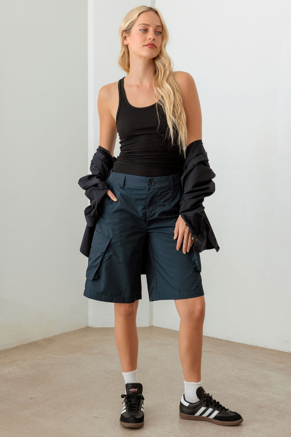 Tasha Apparel Navy Cargo Bermuda Shorts - AllIn Computer