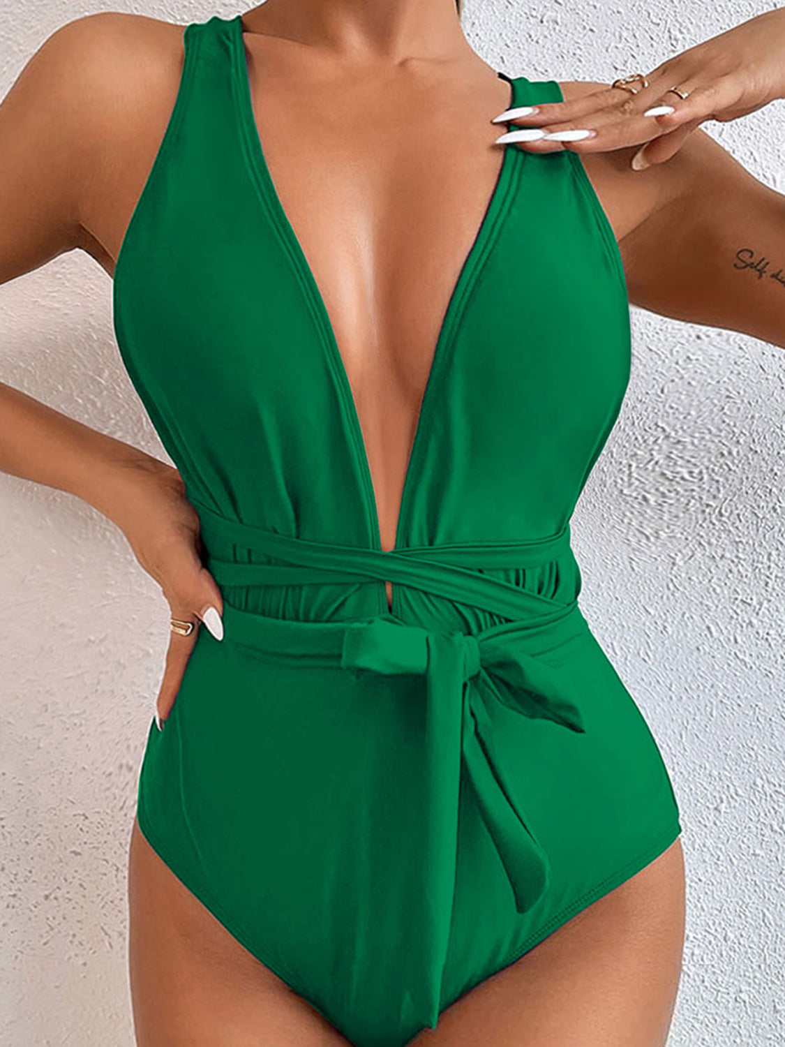 Tied Crisscross Wide Strap One-Piece Swimwear - AllIn Computer