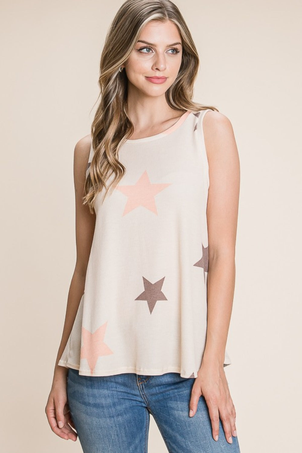 BOMBOM Star Print Round Neck Tank - AllIn Computer