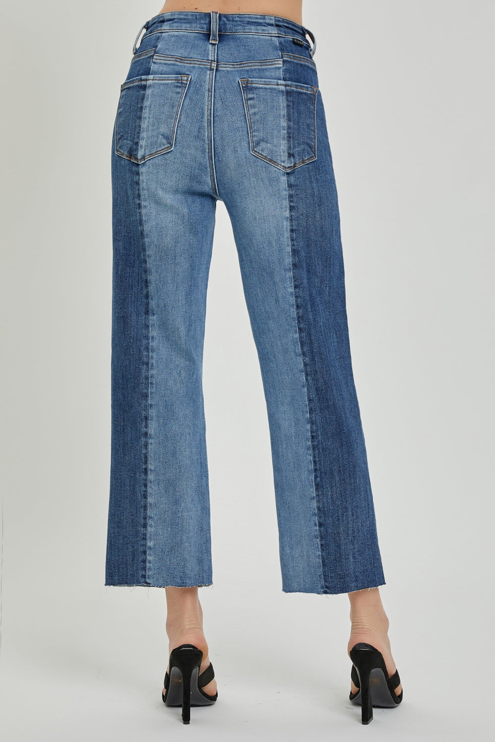 RISEN Full Size Mid-Rise Waist Two-Tones Jeans with Pockets - AllIn Computer