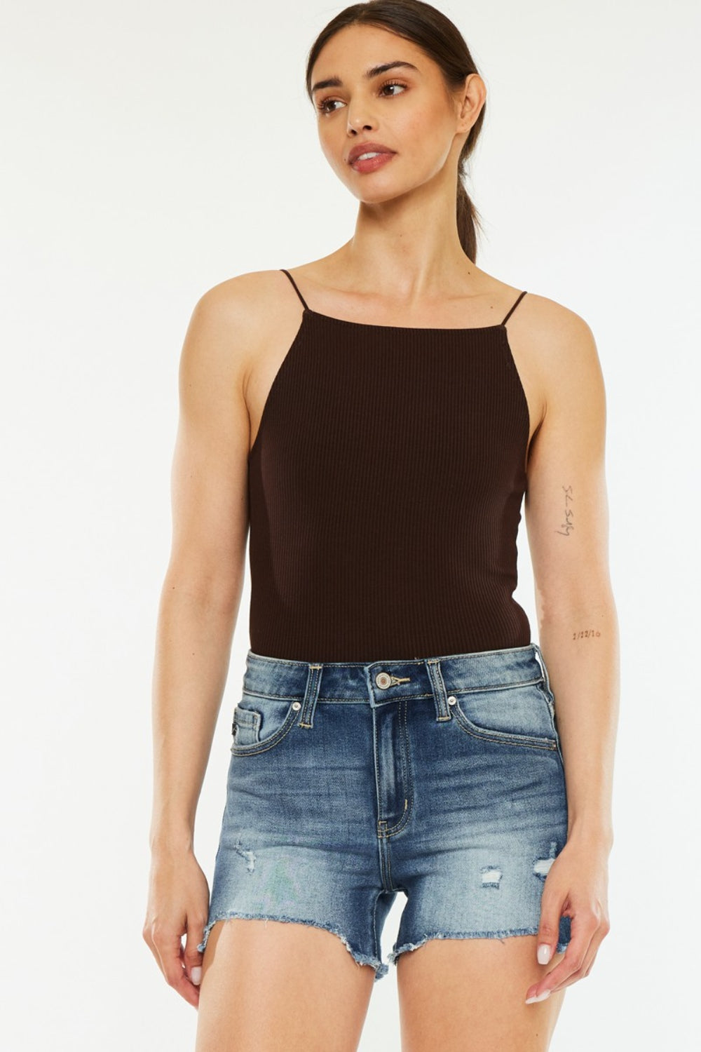 Kancan High Waist Raw Hem Denim Shorts - AllIn Computer