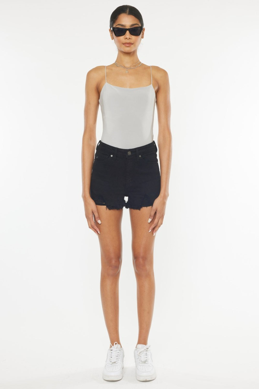 Kancan High Rise Raw Hem Denim Shorts - AllIn Computer