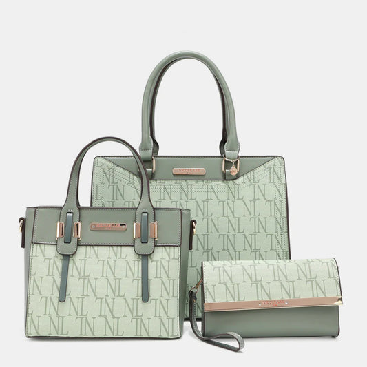 Nicole Lee USA 3-Piece Letter Print Texture Handbag Set | BAGS & ACCESSORIES | handbag set, handbags, Nicole Lee USA, Ship from USA | Trendsi