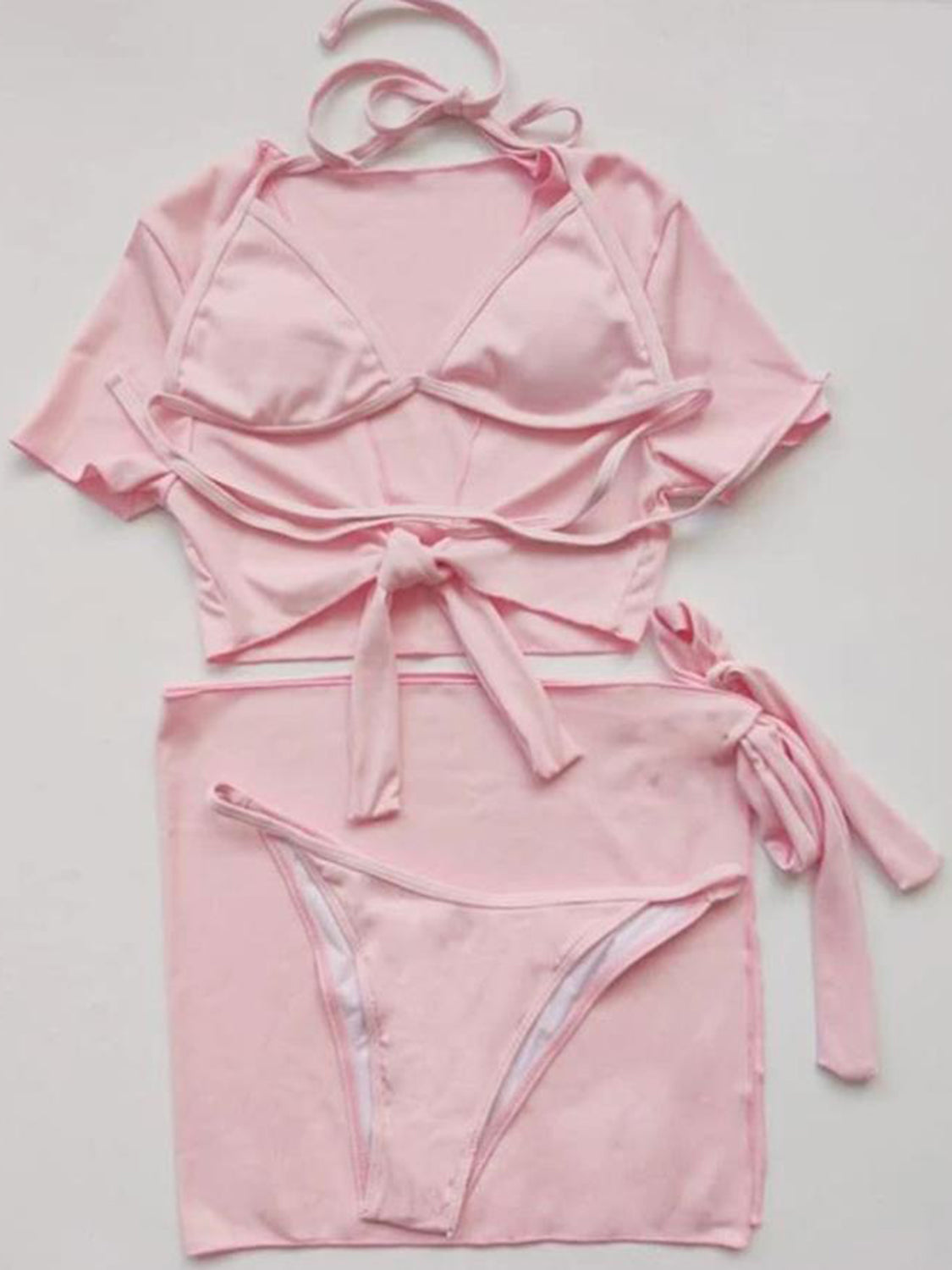 Halter Neck Bikini and Cover Up Four-Piece Swim Set - AllIn Computer