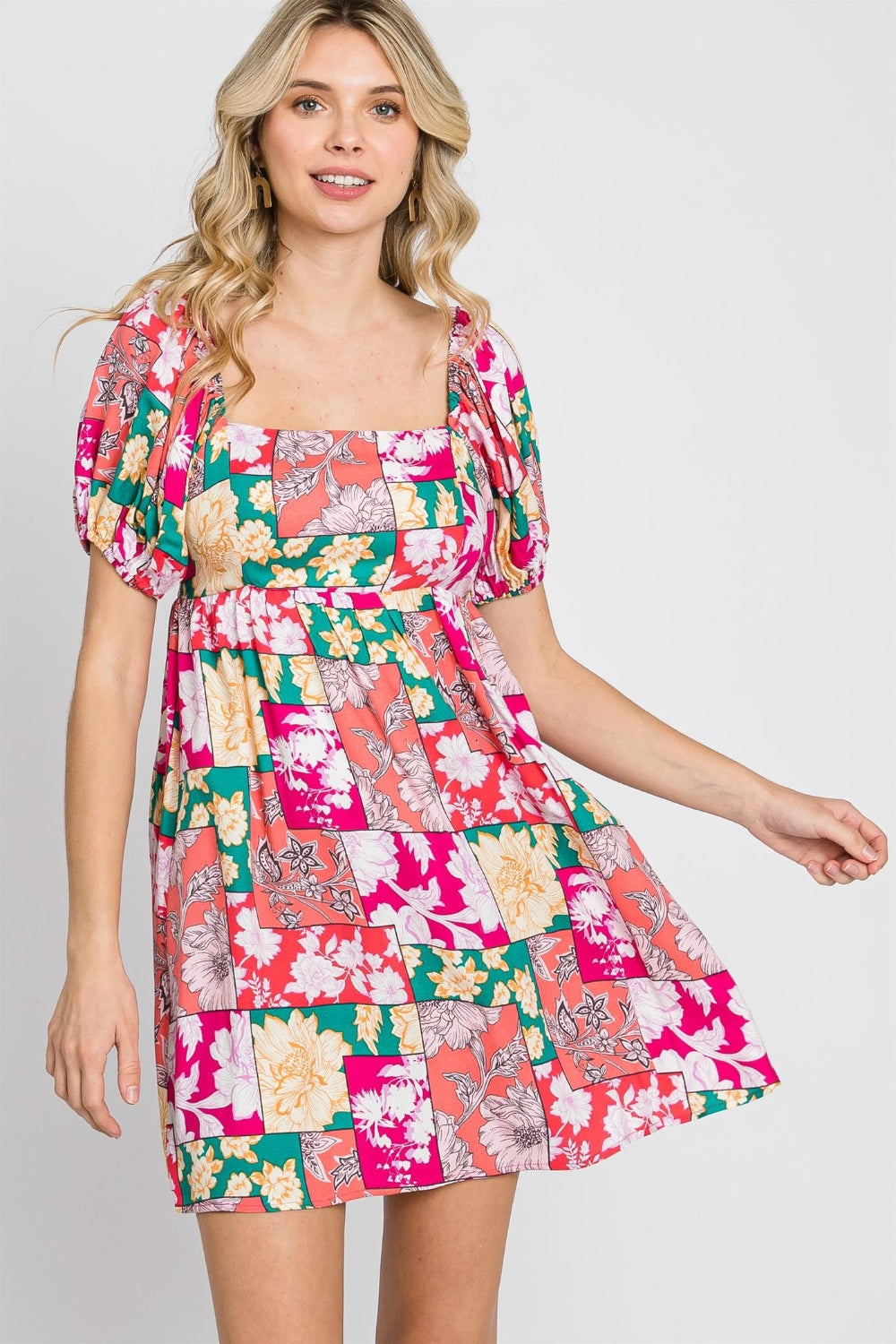 GeeGee Floral Ruff Sleeve Mini Dress - AllIn Computer