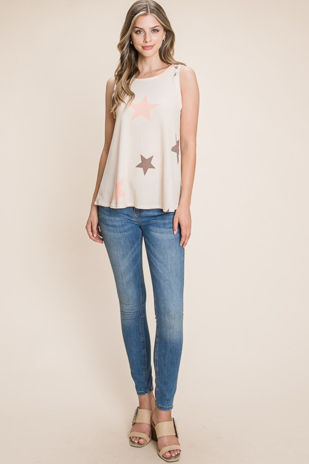BOMBOM Star Print Round Neck Tank - AllIn Computer
