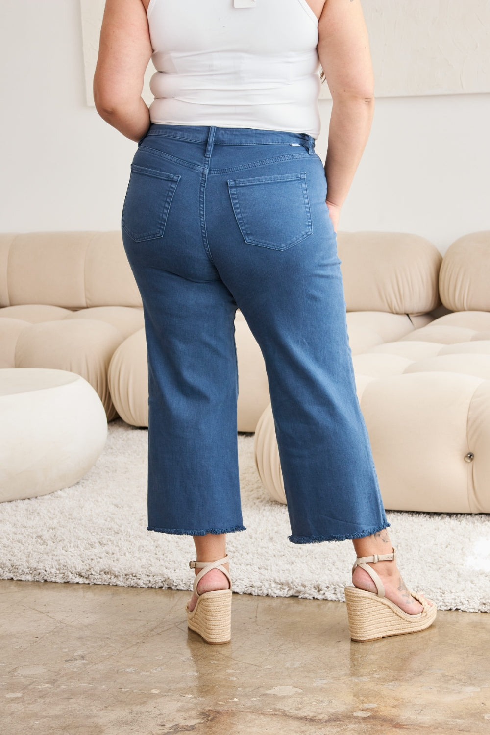 RFM Crop Chloe Full Size Tummy Control High Waist Raw Hem Jeans - AllIn Computer