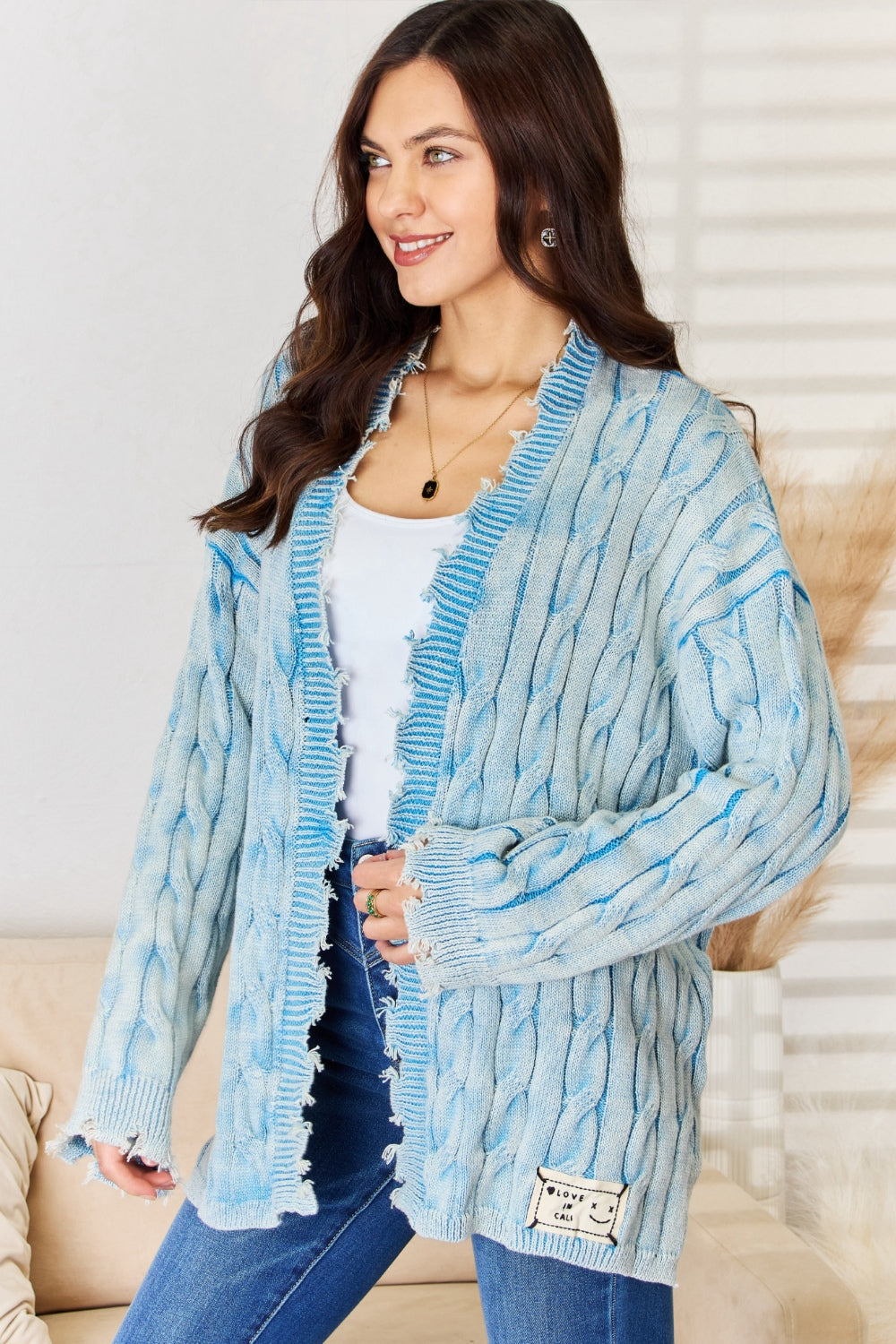 POL Cable-Knit Open Front Sweater Cardigan - AllIn Computer